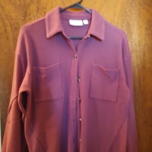 Belle women's Rose Color Casual Button Down Shirt Waffle Knit
